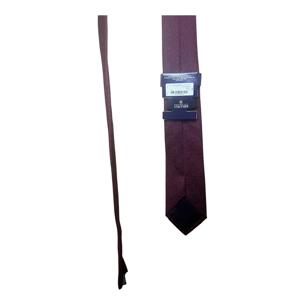 Stafford Mens Wine Burgundy Textured Solid Classic Necktie‎ New 533-4028